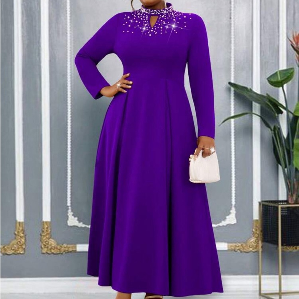 SHEIN Vibrant Purple Long Sleeve Dress
